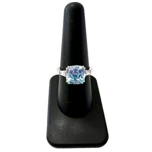 Diamonique 100-Facet Simulated Gemstone Ring, Sterling Silver